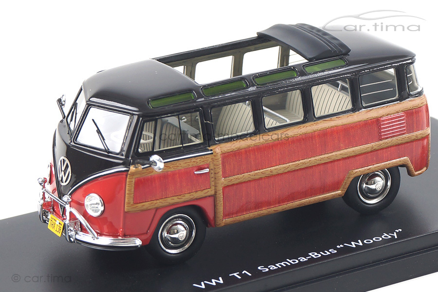 "VW T1 Samba ""Woody"" schwarz/rot Schuco 1:43 450894300"