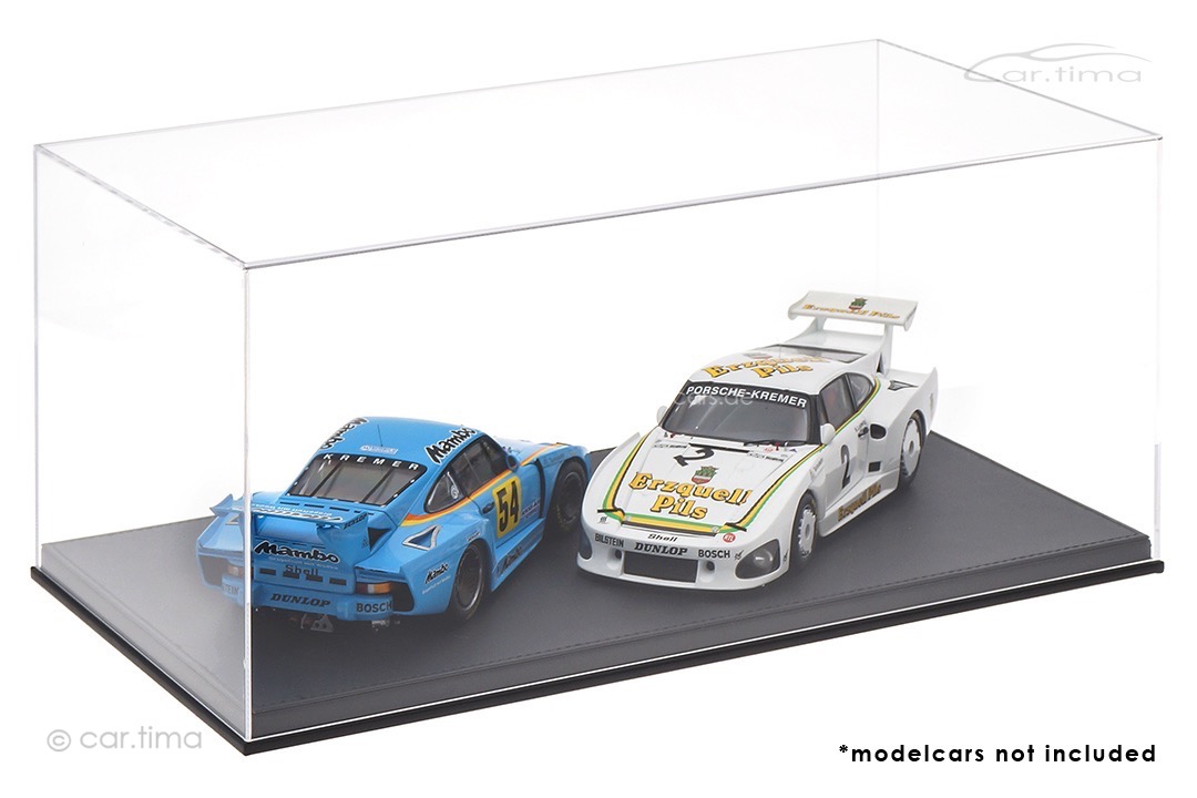 Vitrine/Showcase Leder Optik schwarz 45,5cm x 24,8cm x 20,8cm (L/B/H) car.tima EXCLUSIVE 1:12