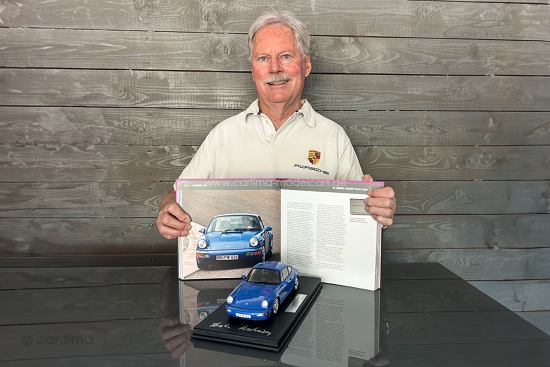 Porsche 911 (964) Carrera RS Maritimblau Originalsignatur Dieter Röscheisen car.tima 1:18