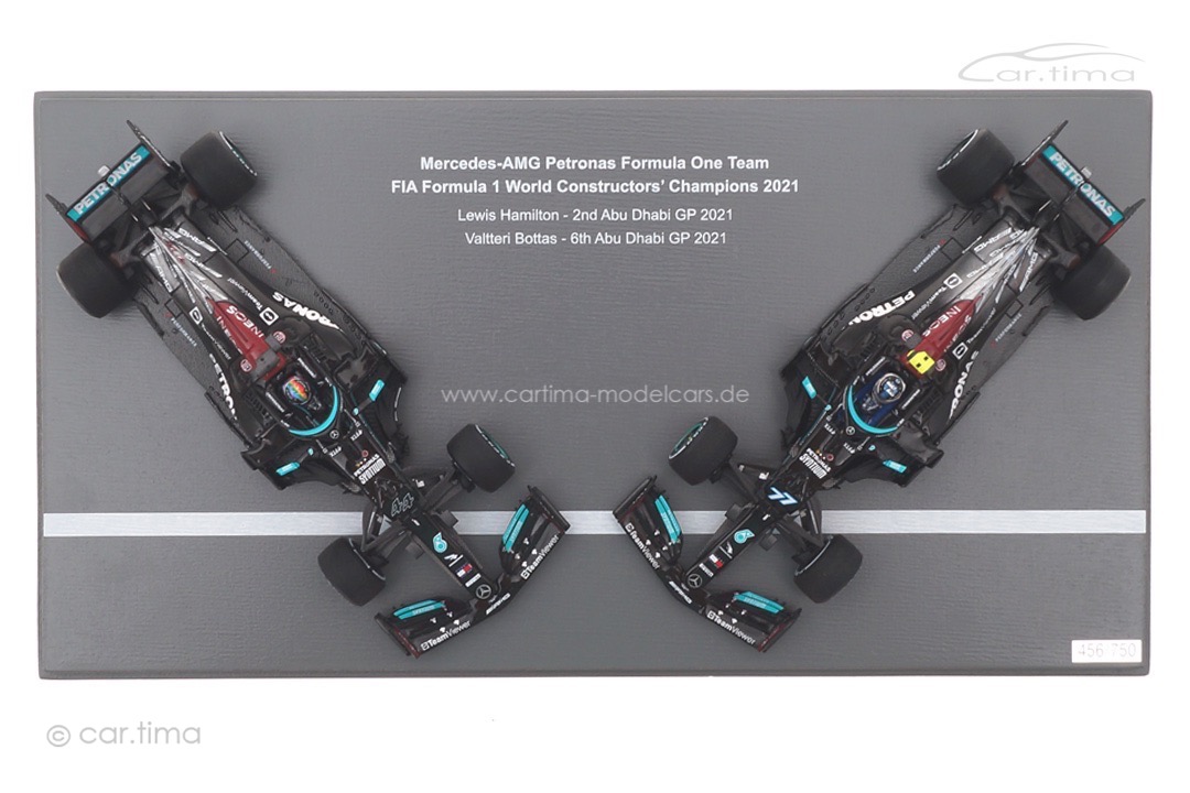 Set Mercedes-AMG Petronas W12 E Formula 1 Constructor's Champion 2021 Hamilton/Bottas Spark 1:43