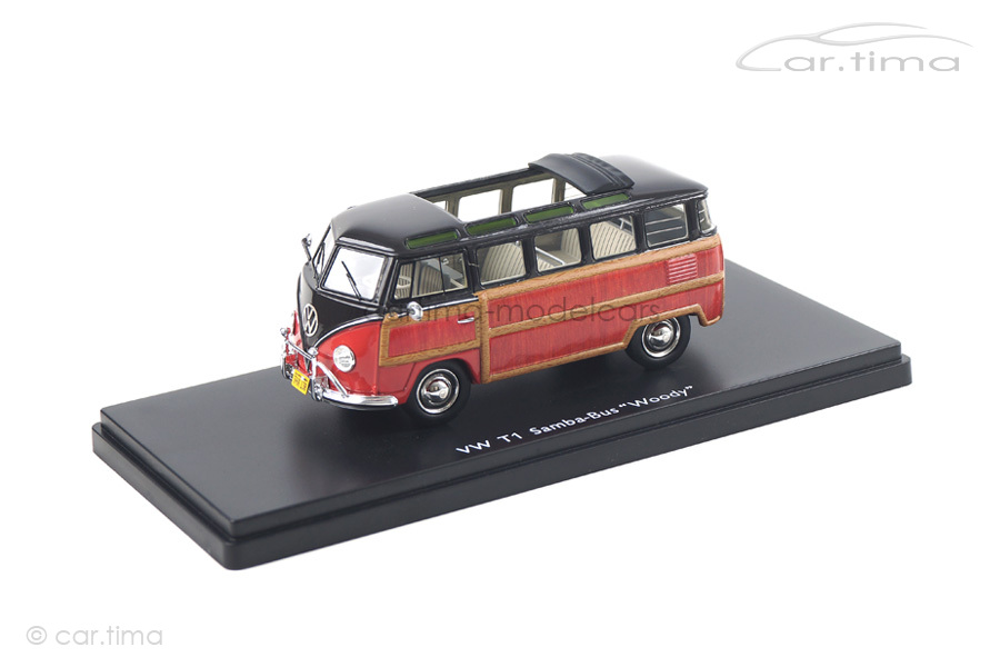 "VW T1 Samba ""Woody"" schwarz/rot Schuco 1:43 450894300"